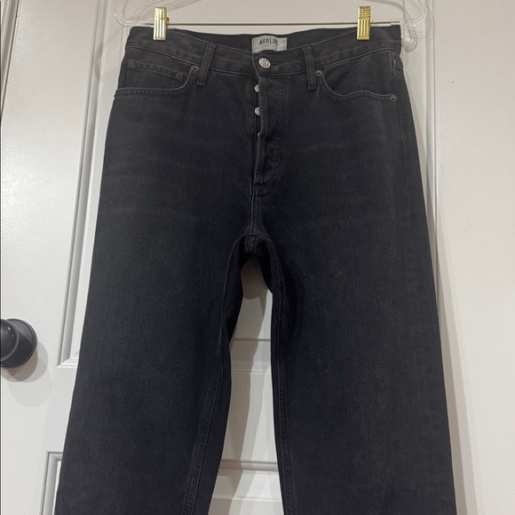 AGOLDE HIGH RISE STRAIGHT BUTTON FLY BLACK WASH JEAN 27 - Picture 6 of 8